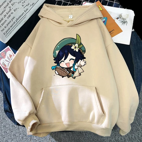 Genshin Impact New Game Hoodies Women Cute Venti Printed Casual Sweatshirts Fashion Moletom Hip Hop Pullovers Tops Y2k Clothes