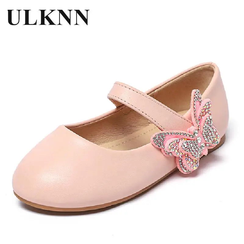 

Girls pink Leather Single Shoes White Non-slip Children Casual Shoes Light Slip-on Child Loafers 4-16Y Big Girls Princess Shoe