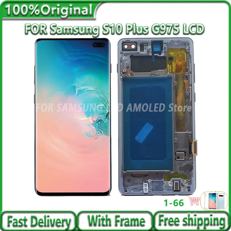 

AMOLED S10+ For Samsung Galaxy S10 Plus G975 LCD G975W G975F Lcd Display Touch Screen Digitizer With points Dead Pixel Part