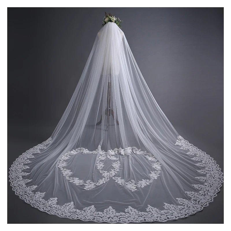 

Новая Фата для невесты длиной 3 м, свадебная фата с широкой дверью и гребнем, свадебные аксессуары, оптовая продажа