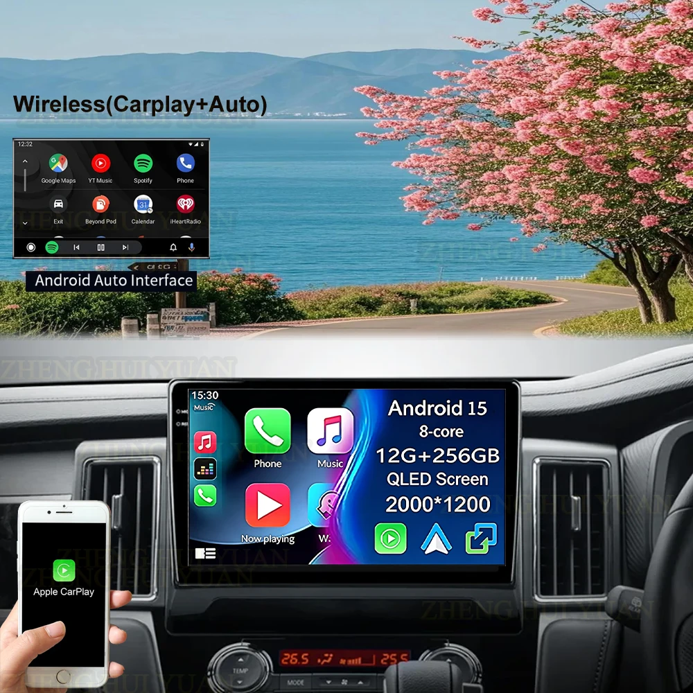 Фото Автомагнитола Android 16 с CarPlay и Auto, навигационный мультимедийный стереоплеер QLED GPS для Mitsubishi Delica D5 2018-2024 №4