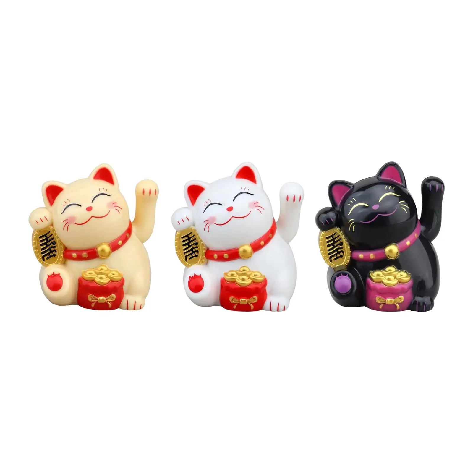 

Lovely Cat with Waving Arm Small Cat Figurines Feng Shui Ornament Cat Statue for Shelf Cabinet Home Decor Car Dashboard Decor