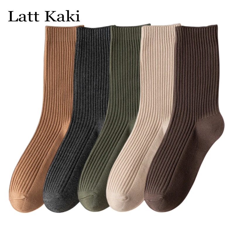 5 Pairs Per Lot Women Socks Long Casual New Autumn Warm Absorb Sweat Sport Girls Cotton Socks Solid Color Korean Style Multipack