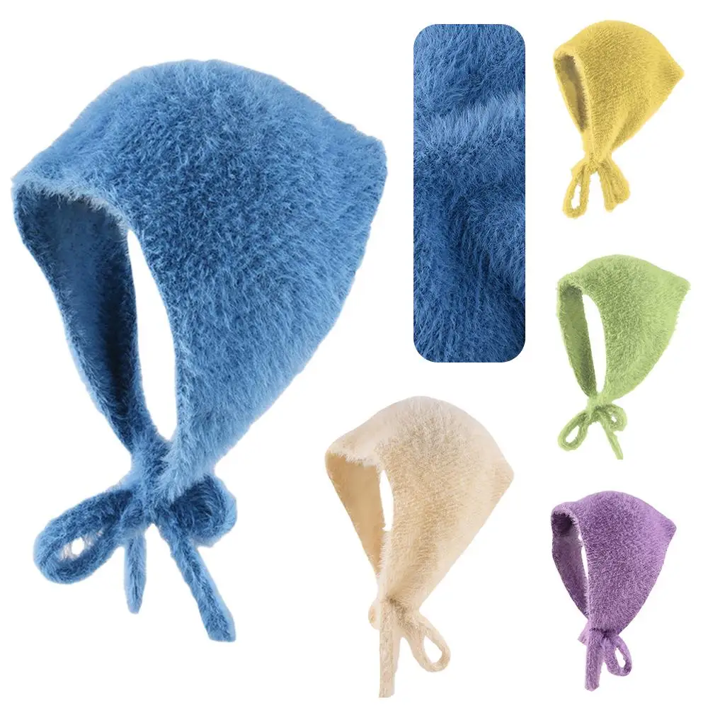 Бархатная повязка для волос плюшевый вязаный треугольный шарф искусственный мех