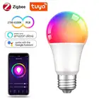 Умсветильник лампа Zigbee Tuya E27, 18 Вт, светодиодная лампа RGB, работает с AlexaGoogle Home, 85-250 В, функция регулировки яркости RGBCW, волшебная лампа с таймером