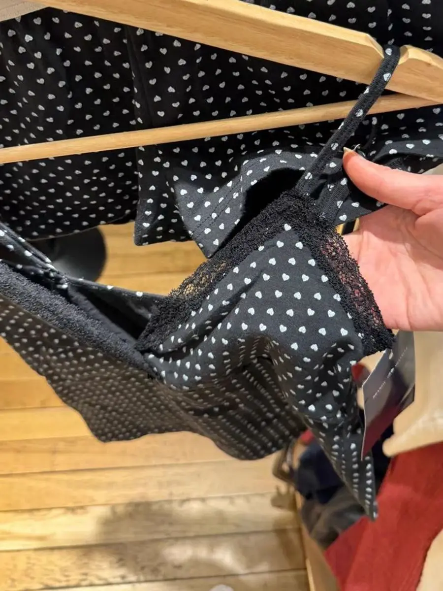 z koronkowym wykończeniem w kształcie serca kamizelkę i majtkami 2-częściowy zestaw damski dekoltem szpic elastyczną talią. Majtki Sweet Home