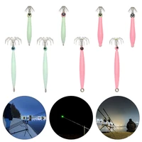 noctilucent luminous jigs sleeve fish angling wood shrimp lures fishing tackle octopus bait squid hook with fish eyes