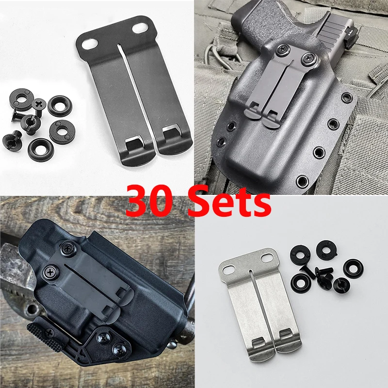 

30 Sets Stainless Steel Knife Scabbard KYDEX K Sheath Belt Clips Holster Cowhide Cover Waist Pocket Clamp DIY Make Accessories