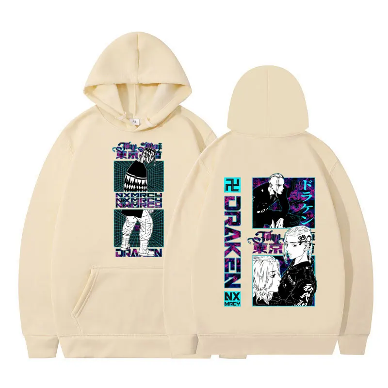 

Толстовка с капюшоном с японским аниме Токио, с принтом Revengers Draken, Повседневная зимняя флисовая толстовка манга, спортивный костюм большого ...