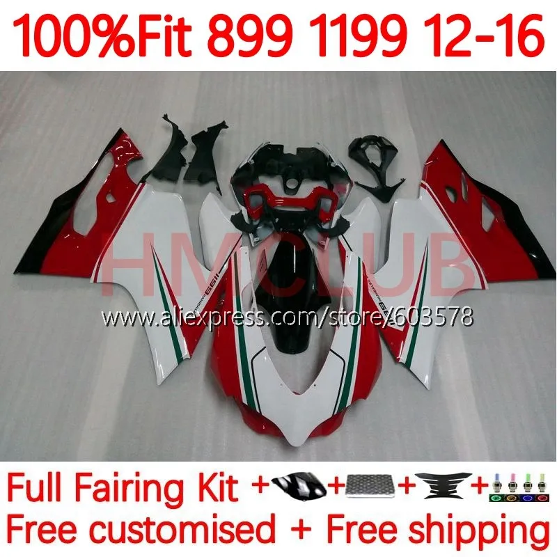 

Инъекция для DUCATI Panigale 1199 S 899 1199 S R 2012 2013 2014 2015 2016 S 12 13 14 15 1199R Обтекатели 899 № 12 белый красный