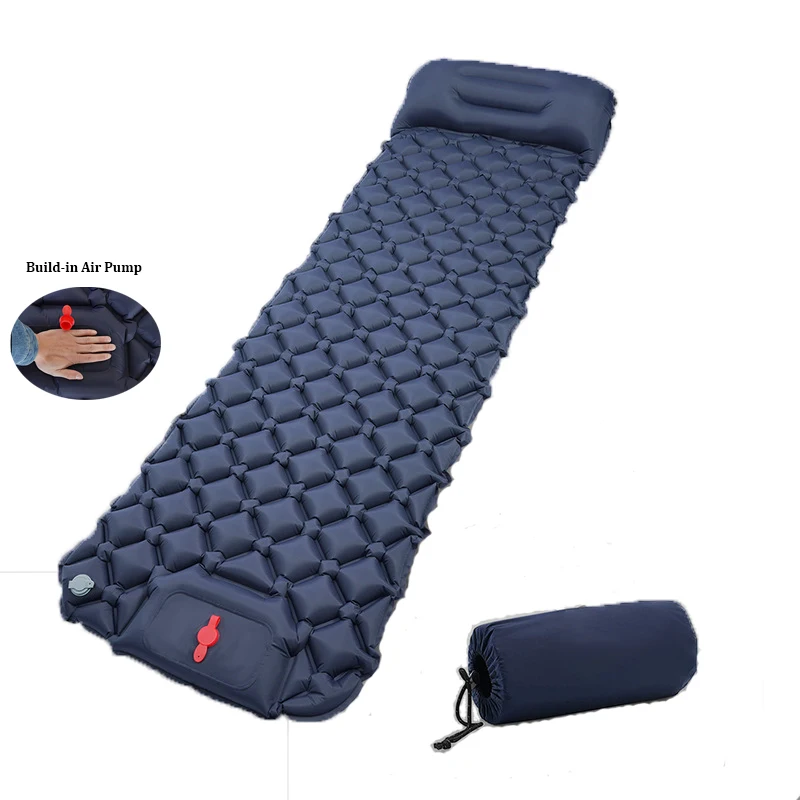

Outdoor Sleeping Pad Camping Inflatable Mattress with Pillows Ultralight Air Mat Built-in Inflator Pump For Travel Hiking