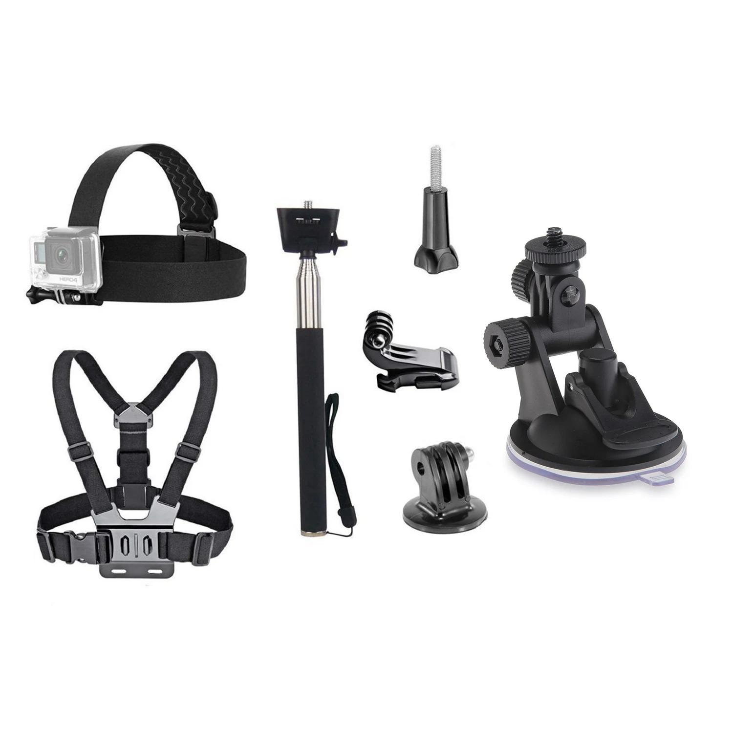 

Suction Fixing Holder For Camera Gopro Hero GPS & 3 In 1 Head Strap Mount/Chest Harness/Selfie Stick For Gopro Hero 6 5