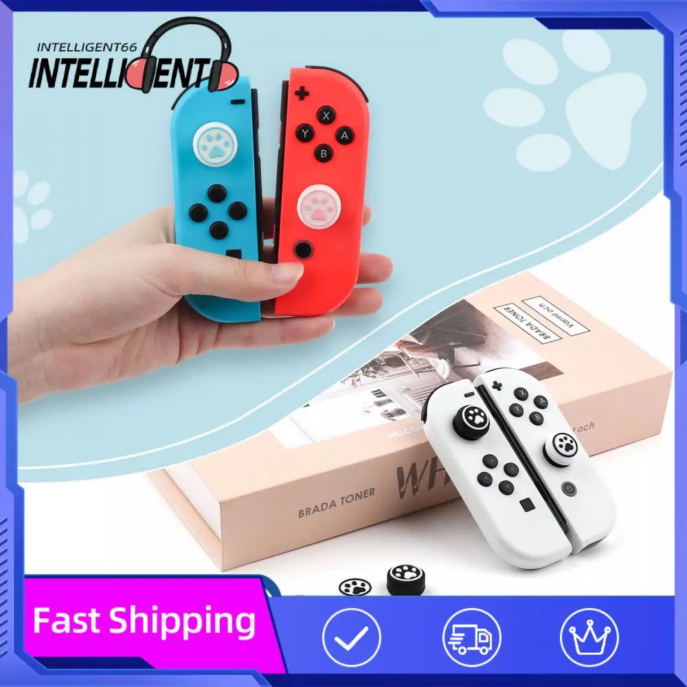 

Cats Paw With High Hat Joystick Rocker Cover Top Hat Silicone Rocker Arm Cover 6 Pieces Handle Button Cover For Switch/Site/OLED