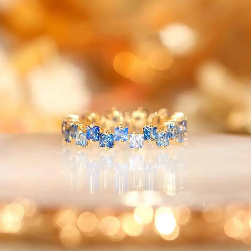 

Rainbow series S925 sterling silver inlaid colorful sapphire ring female noble elegant fashion all-match temperament ring