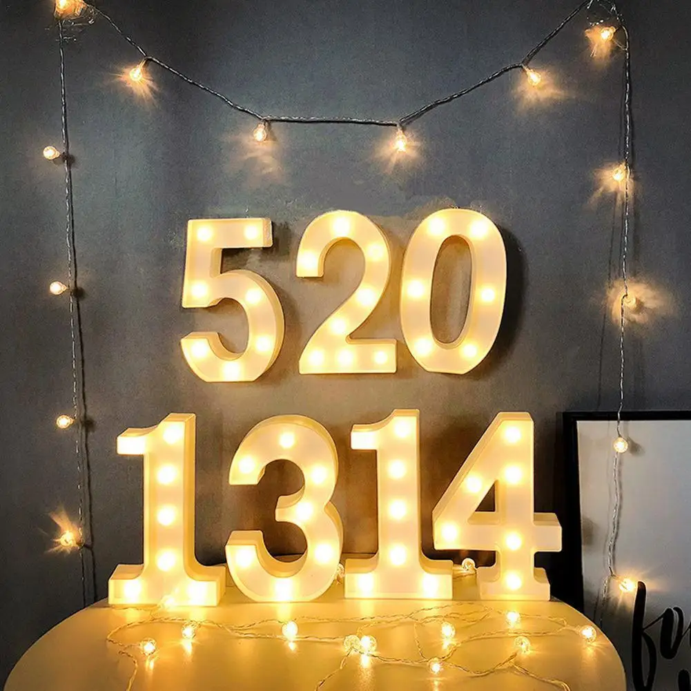 

Number Light Wedding Decoration Baby Shower Valentines Day Plastic Happy Material Birthday Party Decoration V1g2