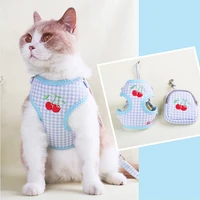pet cat vest collar sweet embroidery pattern backpack bag functional for puppies and kittens traction outdoor walking