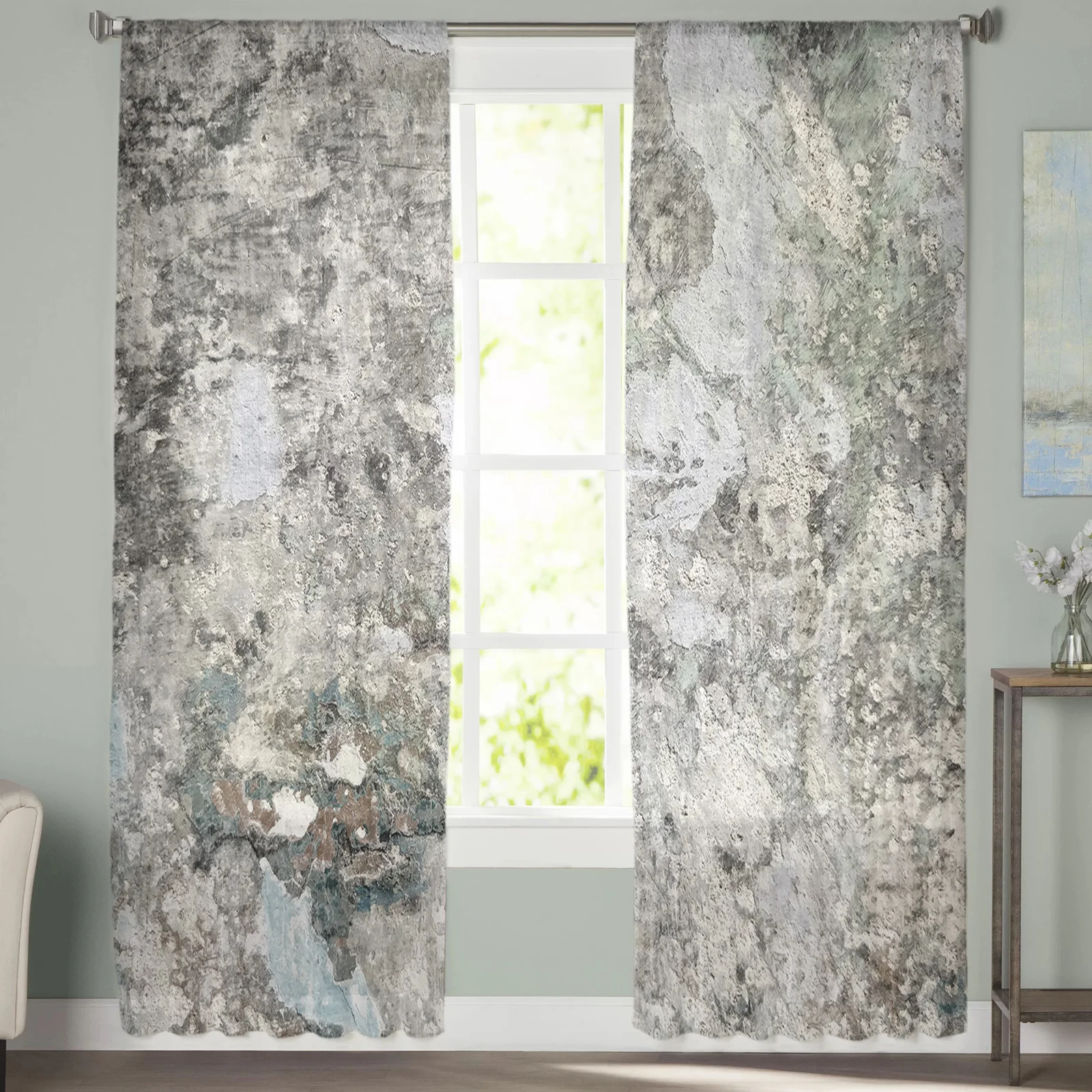 

Retro Shabby Wall Tulle Curtains For Living Room Bedroom Decoration Luxury Voile Valance Sheer Curtains For Kitchen