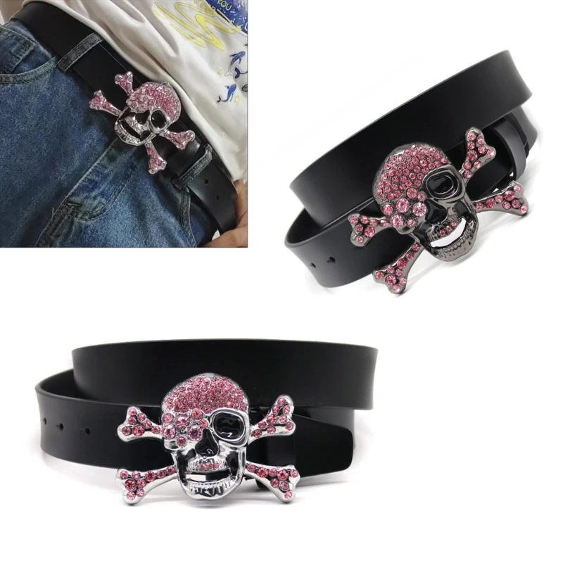 

Shining Skull Head Buckle Waist Belt for Dress Coat Adult Prom Party Formal Belt