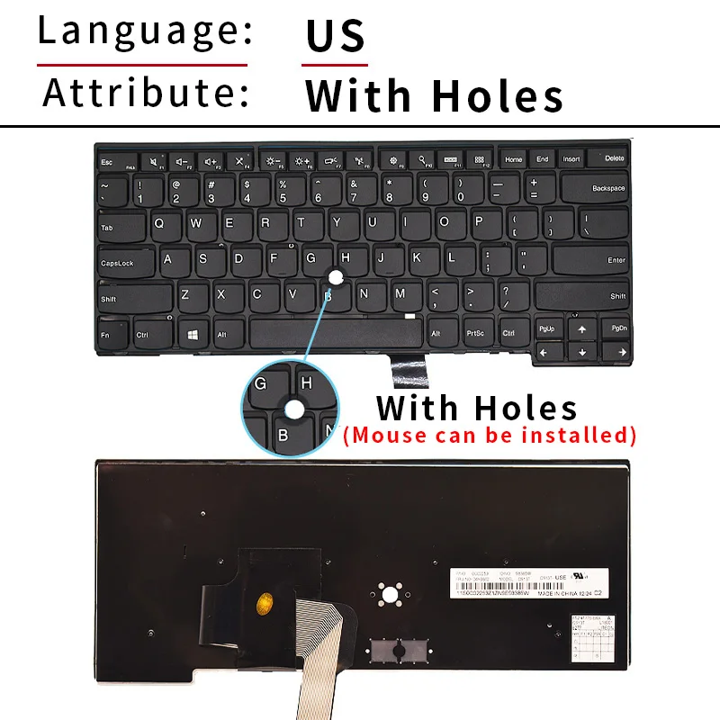 Фото Русско-испанская клавиатура с подсветкой для Lenovo ThinkPad E431 E440 L440 T431s T440 T440S T440P L450 T450 CS13T 0C43954 04X0149 №4