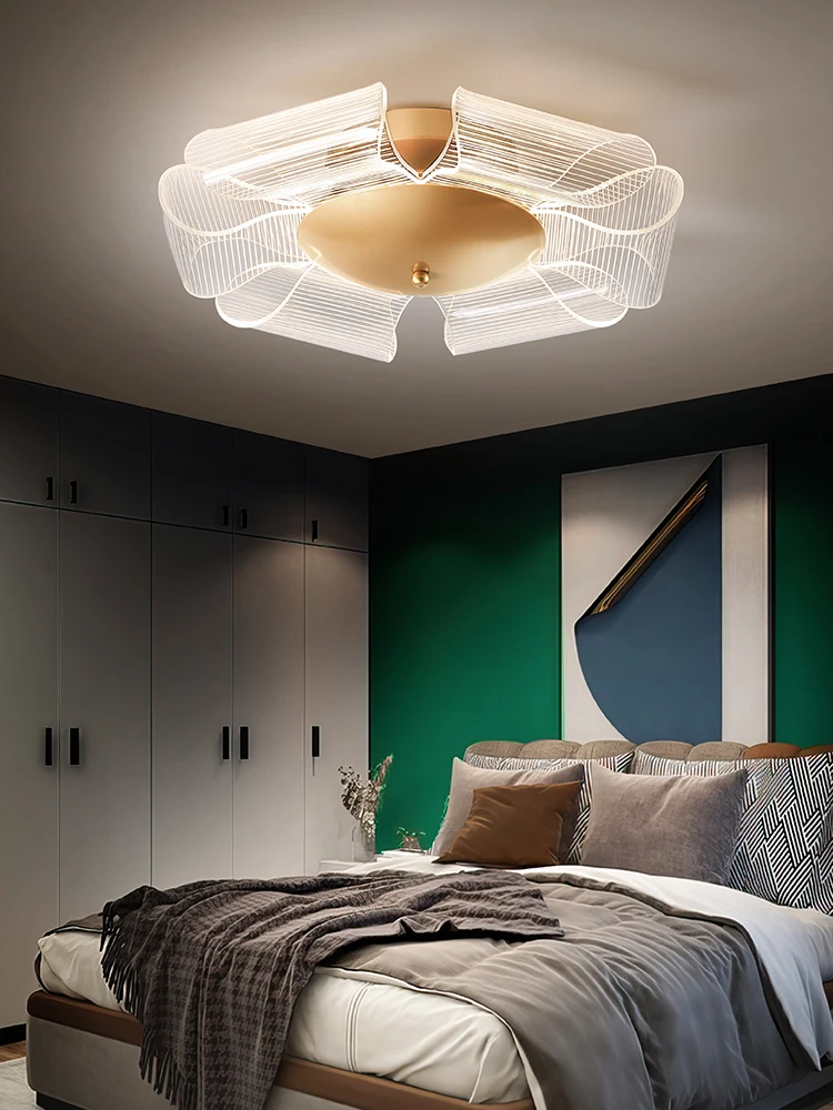 

2023 LED Chandelier Modern Minimalist Acrylic Design Gold Creative Ceiling Light Bedroom Living Room Light Luxury Interior Light