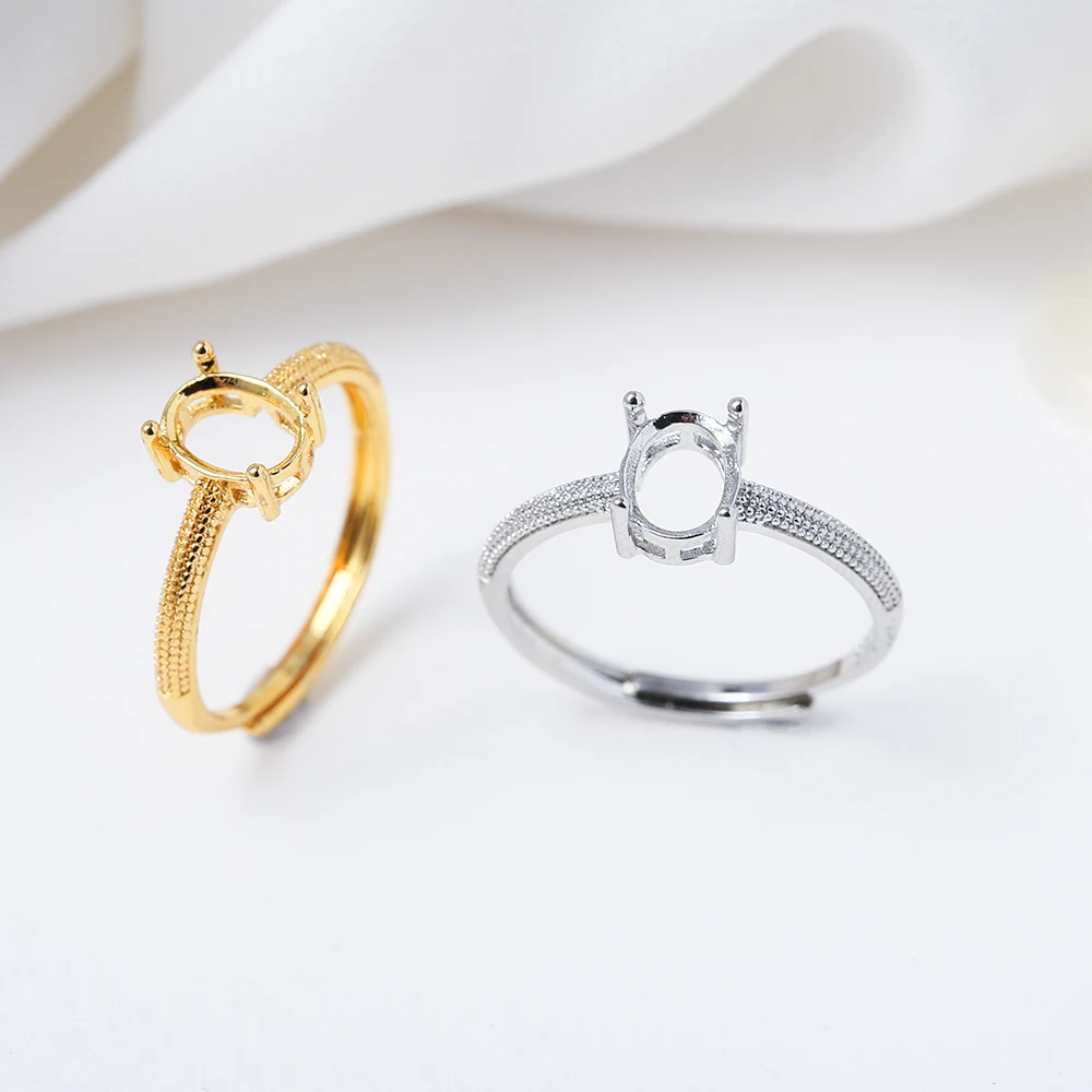 4 когтя стандартные основания латунное позолоченное 18K овальное полукрепление