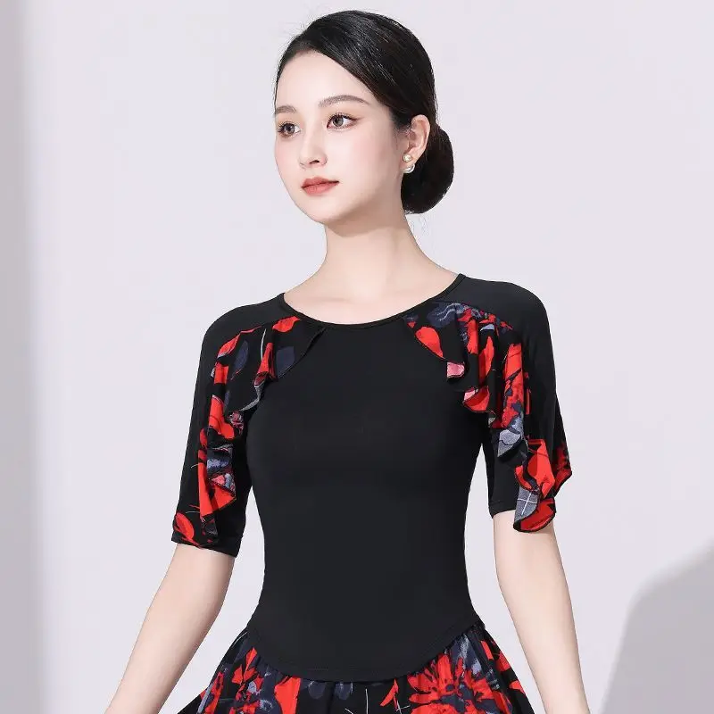 Костюм для бальных танцев 2025 блузки женские современные стандартные топы