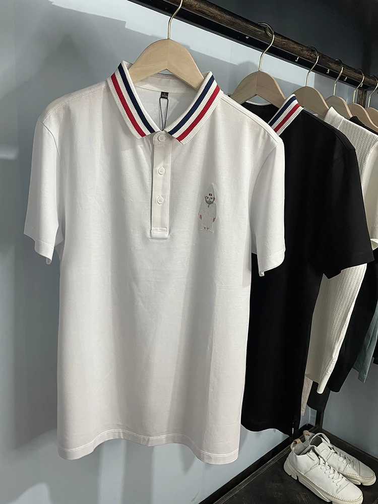 

TB Polo Shirt Fashion Brand Neck Striped Design Causal Men T-shirts Summer Short Sleeve High Quality Male Polo Shirts