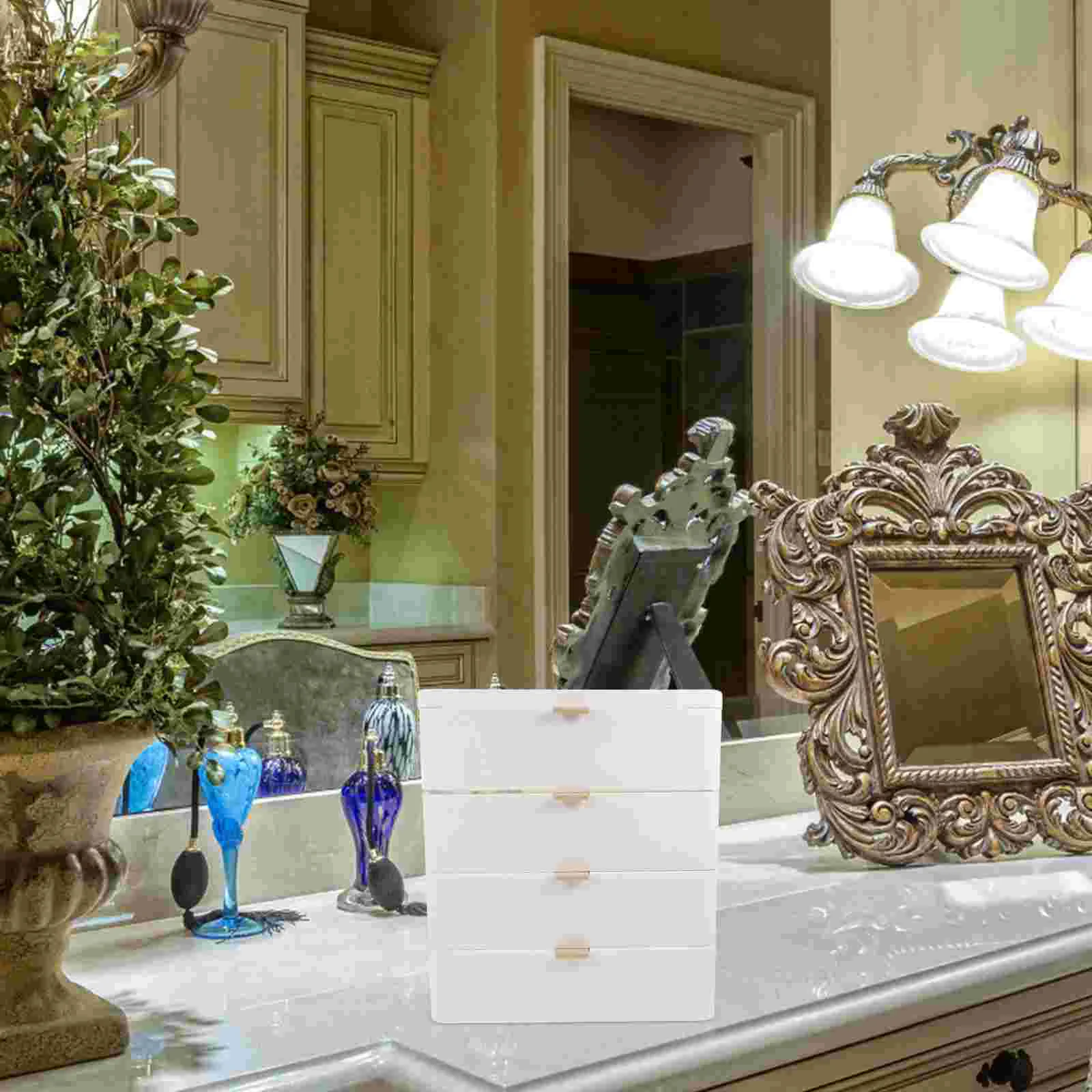 Ящик для хранения полка макияжа органайзер туалетного столика пластиковый ящик