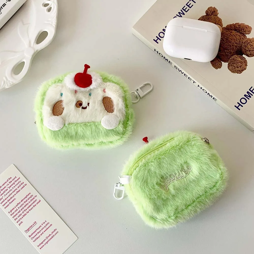 Плюшевая сумка для наушников Cherry Dog Cake мягкая денег кошелек монет на молнии чехол