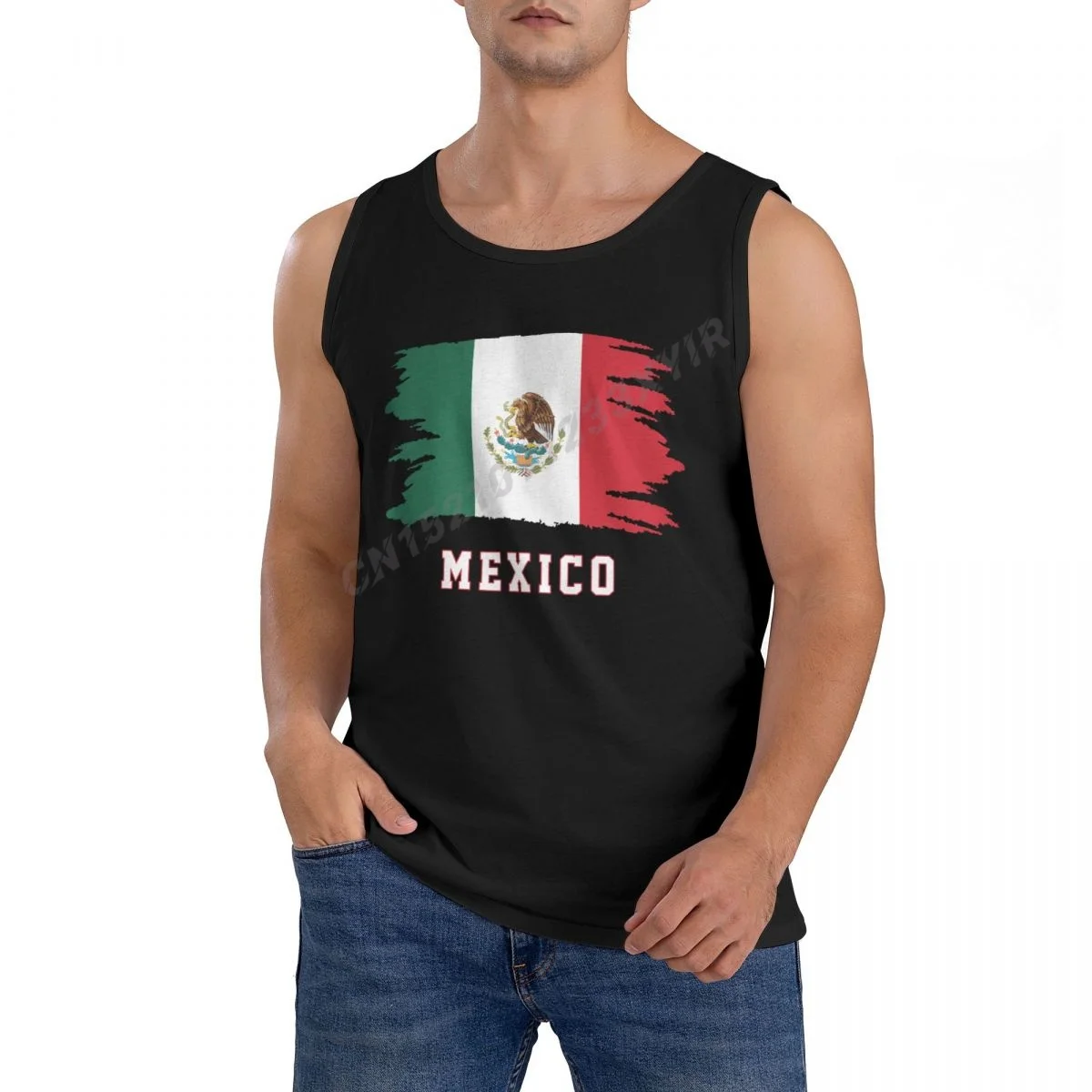 

Men Tank Top Mexico Flag Mexican Cool Fans TankTop Men's Shirt 100% Cotton S-3XL O-neck Sleeveless Cool Summer