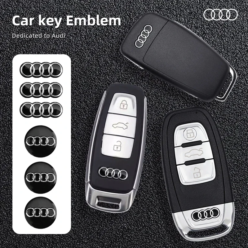 Фото Для Audi Q5 Q3 Q7 R8 A3 A4L A5 A6L A8 A1 TT 8L A4 A5 A6: 2/5/10 шт. Алюминиевые наклейки-эмблемы для корпуса ключа-пульта автомобиля №1