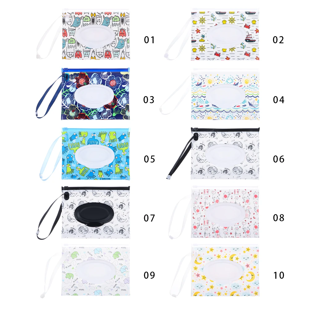 EVA Clamshell Baby Wet Wipe Pouch Wipes Holder Case Flip Cover Snap-Strap Reusable Refillable Bag Portable Tissue Box | Мать и ребенок