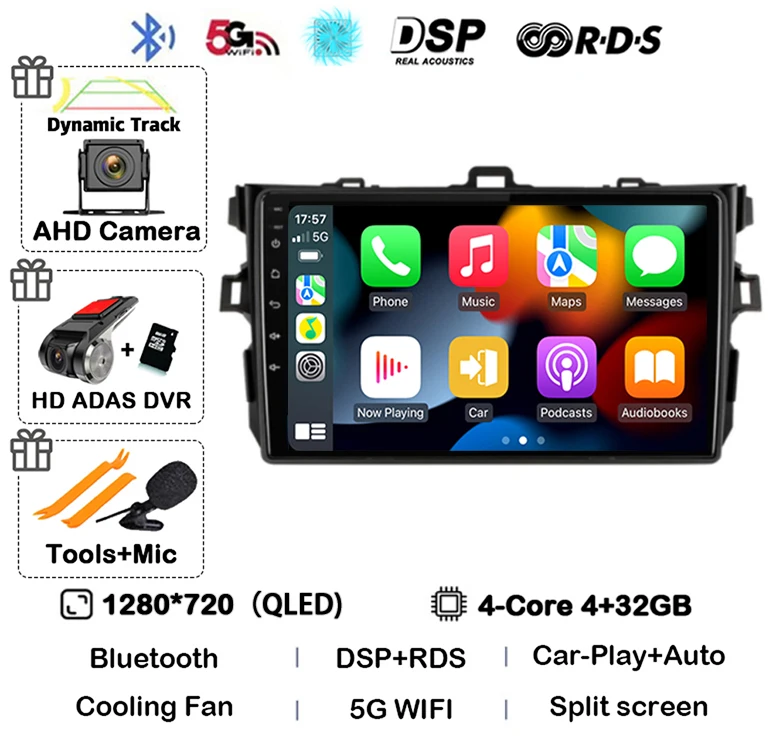 

Android 15 для Toyota Corolla E140 E150 2006-2009 2010 2011 2012 2013 Автомобильный радиоприемник с навигацией Мультимедийный плеер DSP Auto Carplay