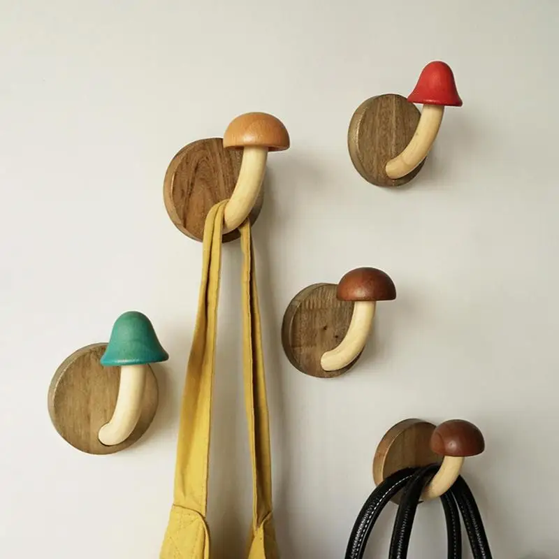 

Mushroom Wall Hook Hangers Coat Hat Rack Adhesive Mushroom Shaped Wall Mounted Hooks Organizer Home Decoration Accessories