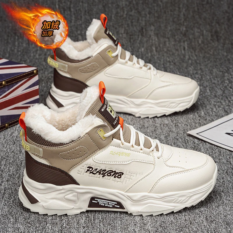 CYYTL Мужская зимняя теплая обувь Меховые зимние кроссовки Повседневные кожаные