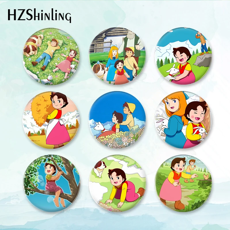2023 New Heidi the Girl of the Alps Badge Brooch Cartoon Button Pin Backpack Decoration Pins Round Jewelry Women Gift