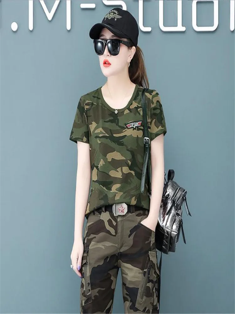 Женская камуфляжная футболка с круглым вырезом коротким рукавом | Мужская одежда