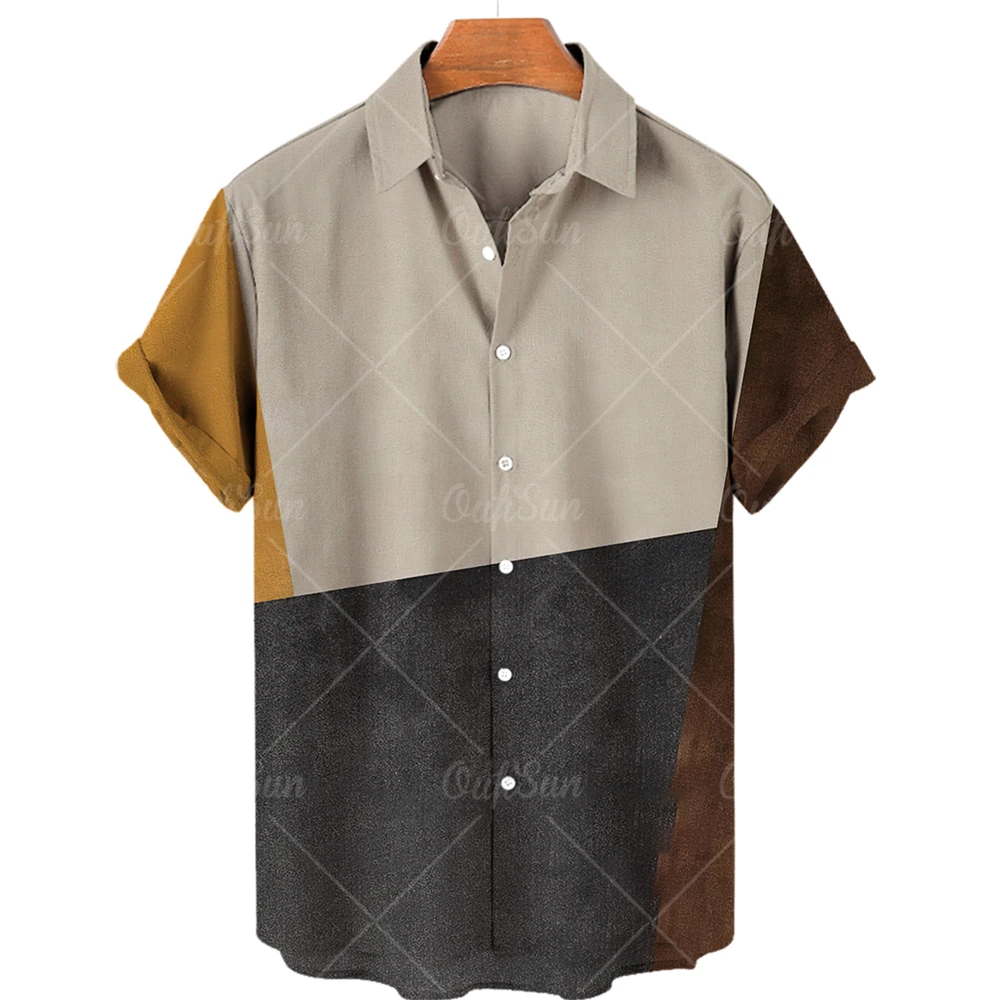 Рубашка мужская оверсайз с коротким рукавом Модная тонкая сорочка в клетку