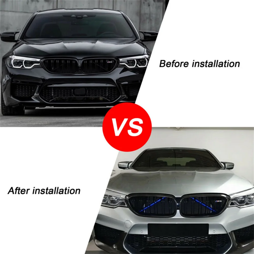 

Strips Grille Trim 2 Pcs ABS Accessories Auto Bar Blue Car V Brace Wrap