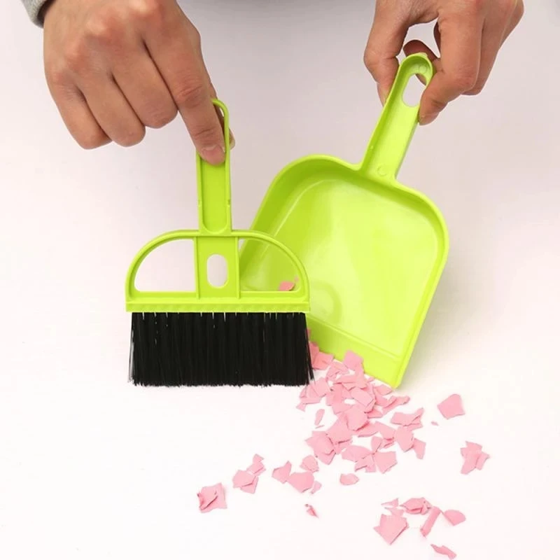 

2Pcs Set Small Mini Desktop Sweep Cleaning Brush+Dustpan Plastic Nylon Broom Table Corner Keyboard Dust For Home Cleaner Tools