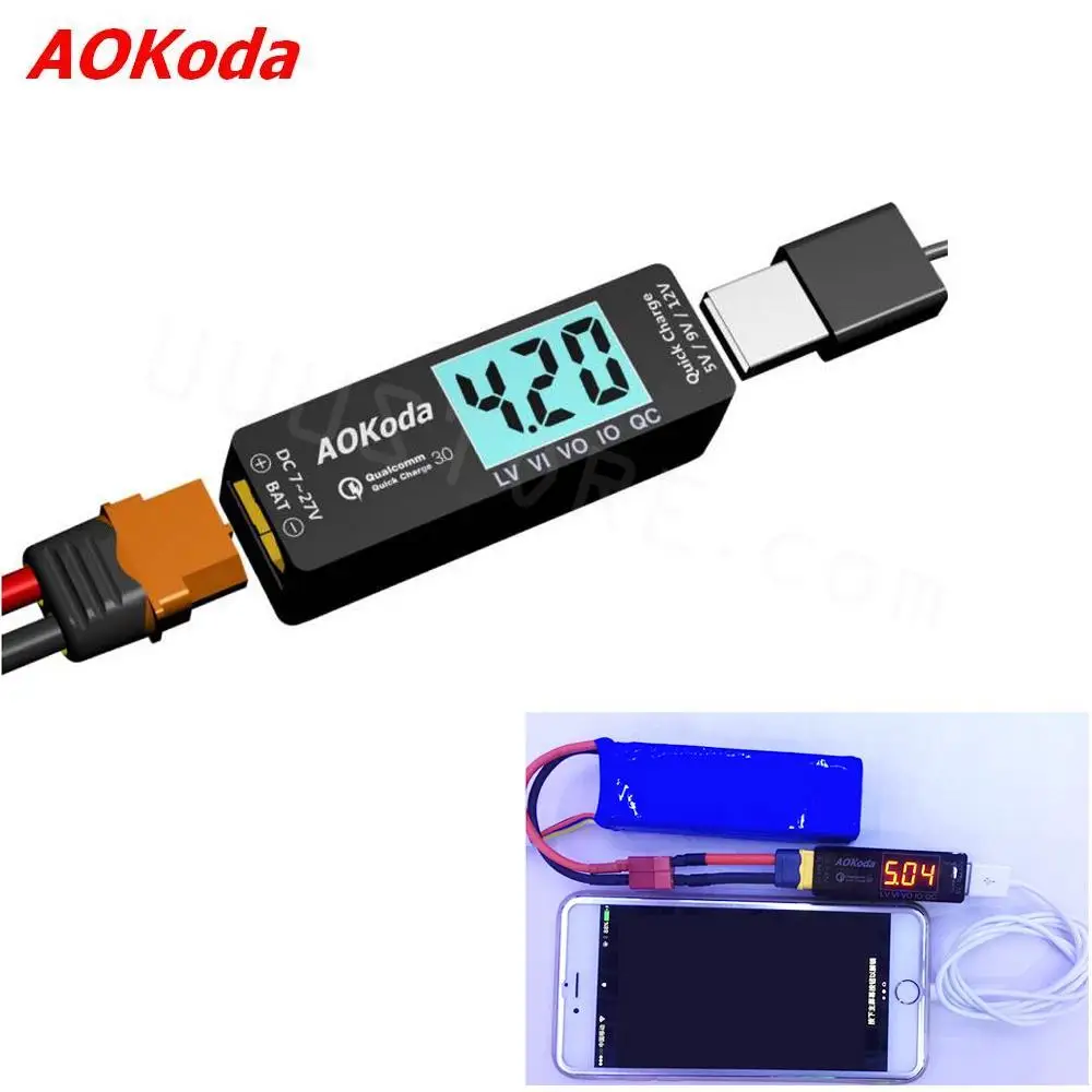 

Быстрое зарядное устройство AOKoda QC3.0, литий-полимерный аккумулятор в USB, преобразователь питания, адаптер для смартфона, планшета, ПК, телефон...