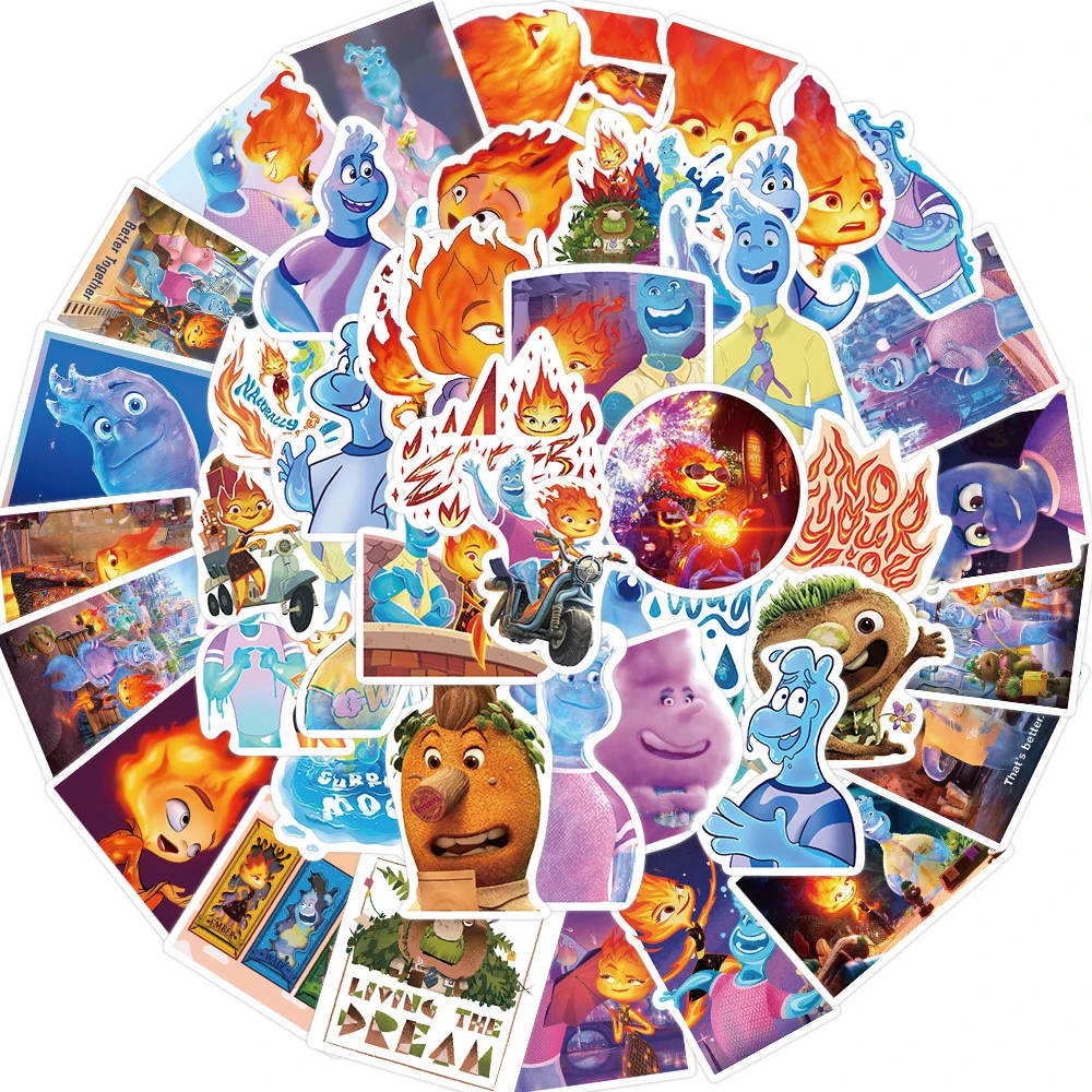 

10/30/50pcs Disney Elemental Anime Stickers Cartoon Decals Laptop Notebook Motorcycle Suitcase Car Decoration Sticker Kids Toy