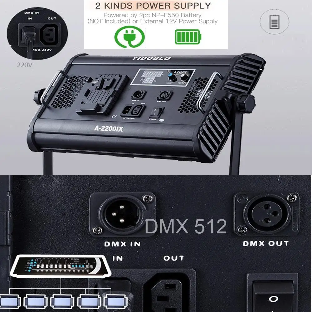 

Daylight 5500K Cold Color LCD Led Display Video Lighting Pro Yidoblo 70W A-2200IX LED Photography Studio LED Lamp Lighting