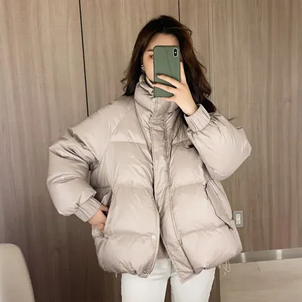 

AWomen's cotton-padded clothes warm, thick and comfortable, all-match short zipper hooded bread jacket