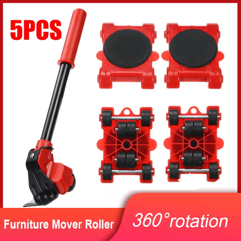 

Furniture Moving Transport Roller Set Heavy Duty Lifter Transport Tool Pulley Furniture Mover Roller Wheel Bar Removal Lifting