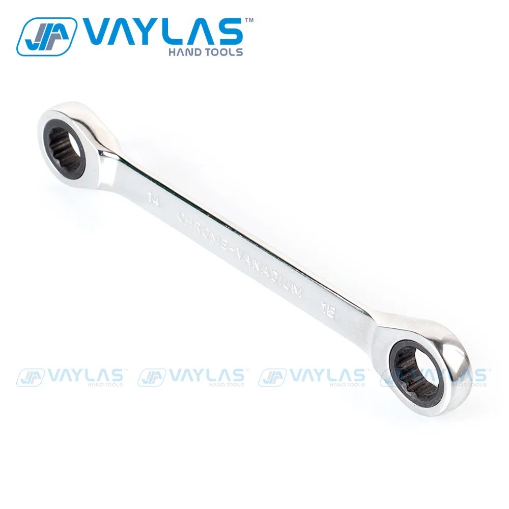 

14*15mm Double Ratchet Spanner a set of keys double ratcheting skate tool gear ring wrench ratchet handle Chrome Vanadium
