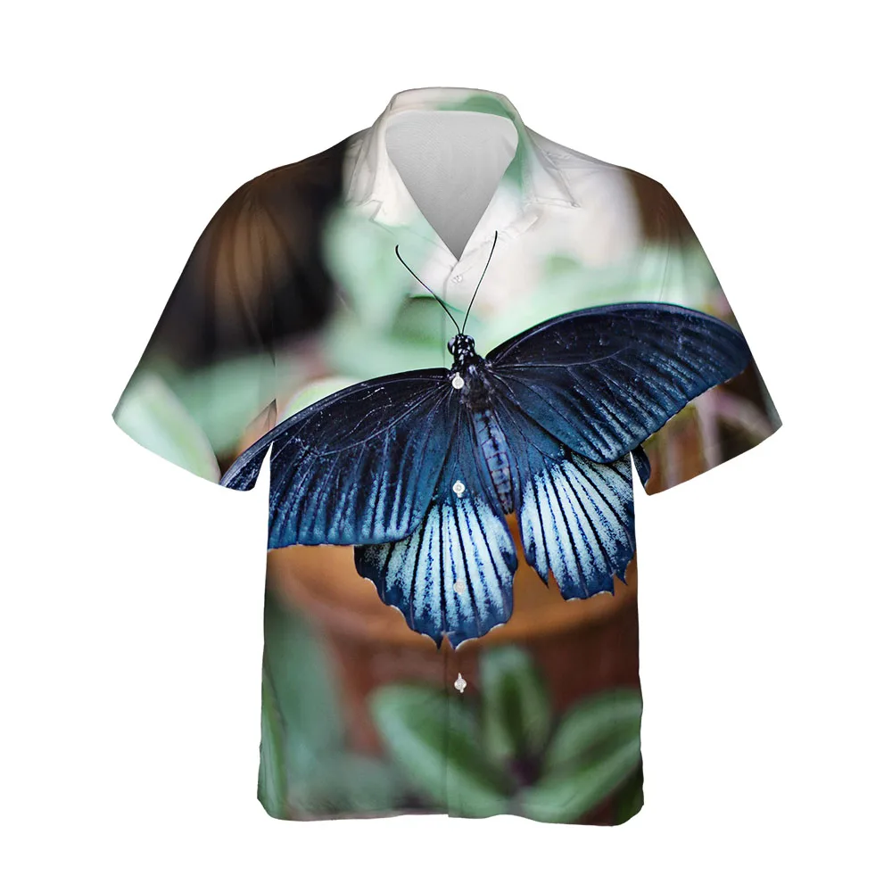 Jumeast New 3D Summer Men Shirt Fashion Butterfly Series Mens Hawaiian Shirt Short Sleeve Streetwear Casual Breathable Blouses