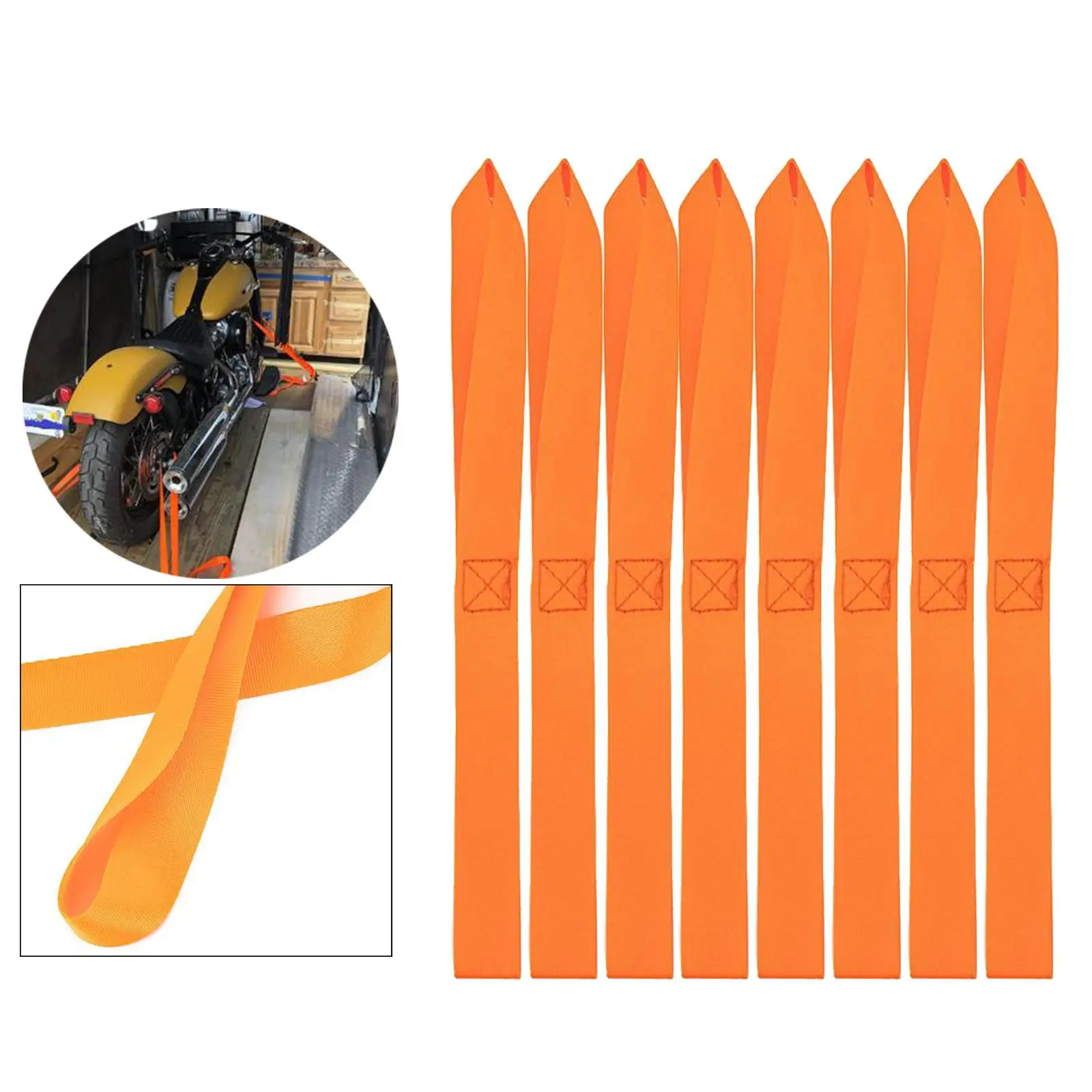 

8Pieces Orange Loop tie Strap for Motorcycle Snowmobile Ratchet Towing