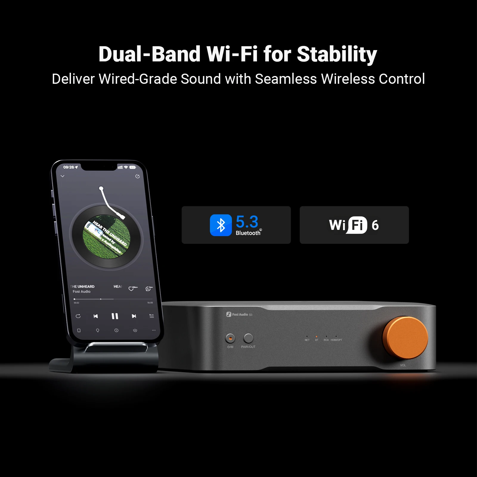 Фото Музыкальный стример Fosi Audio S3 HiFi с Bluetooth 5.3, ЦАП AKM4493SEQ, предусилителем и поддержкой сетевого воспроизведения музыки, совместимый с AirPlay2 и Google Cast. №4