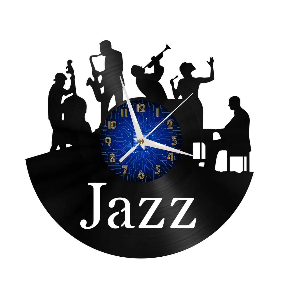 

Jazz Playing Vinyl Wall Clock, Vinyl Record Clock Wall Art Silent & Non-ticking
